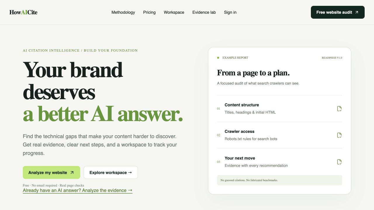 Homepage screenshot of HowAIcite